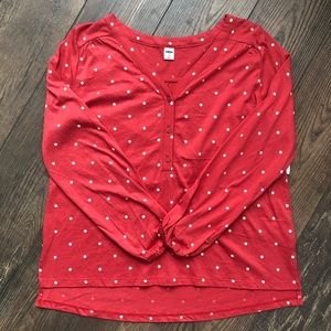 Old Navy Polka Dot V-Neck Henley Blouse